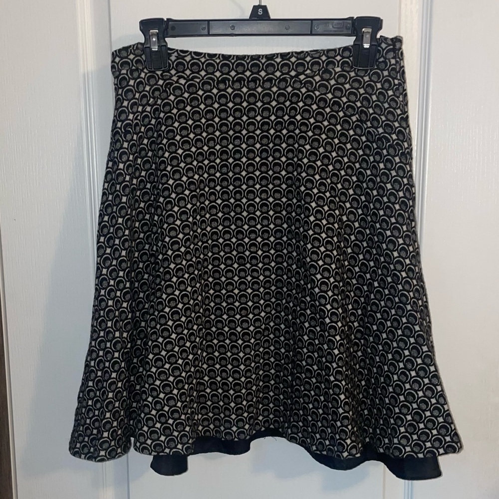 Boden Wool Blend Monochromatic Black &‎ White Patterned A Line Skirt Size 6R